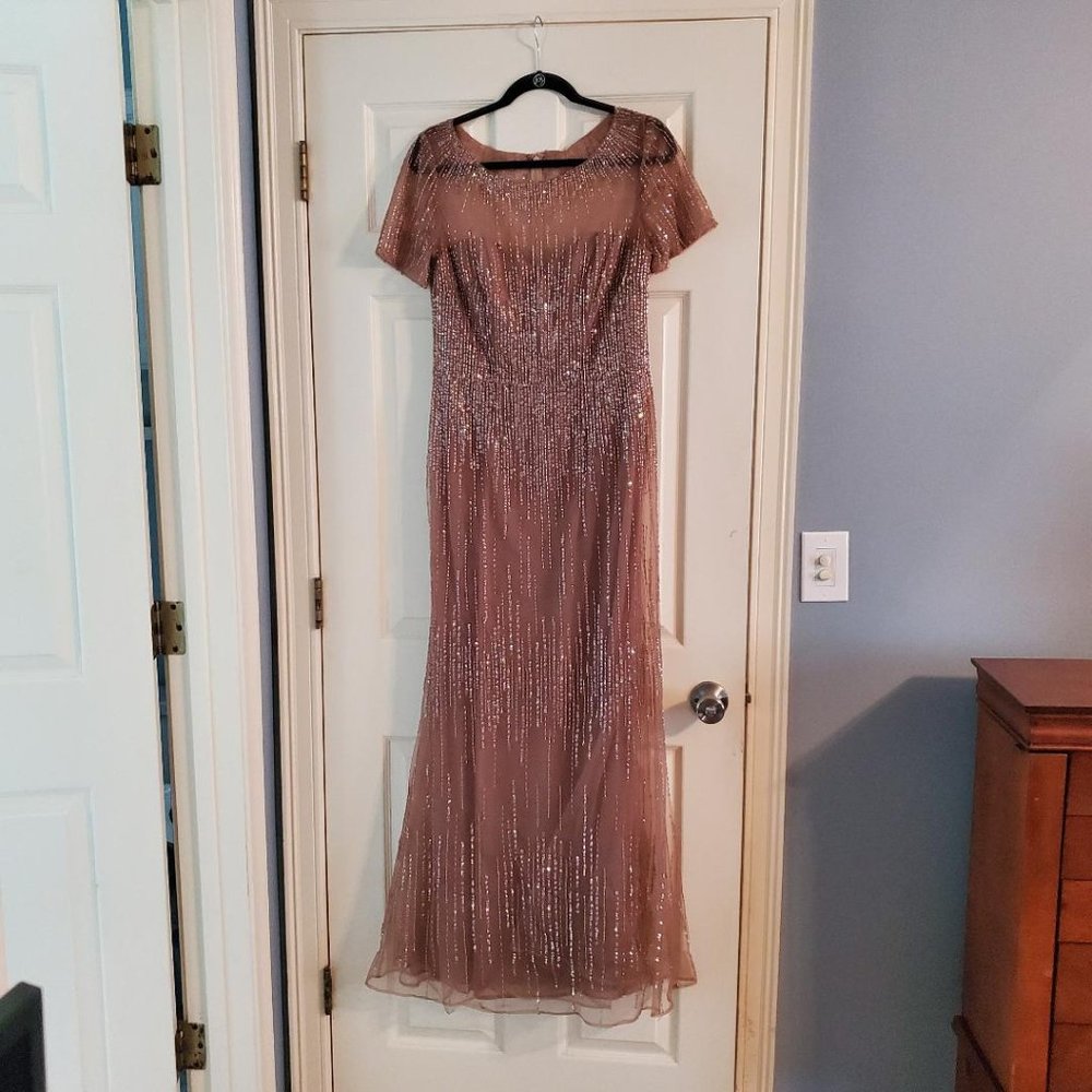 Montage by Mon Cheri Dark Taupe beaded gown - Picture 3 of 15